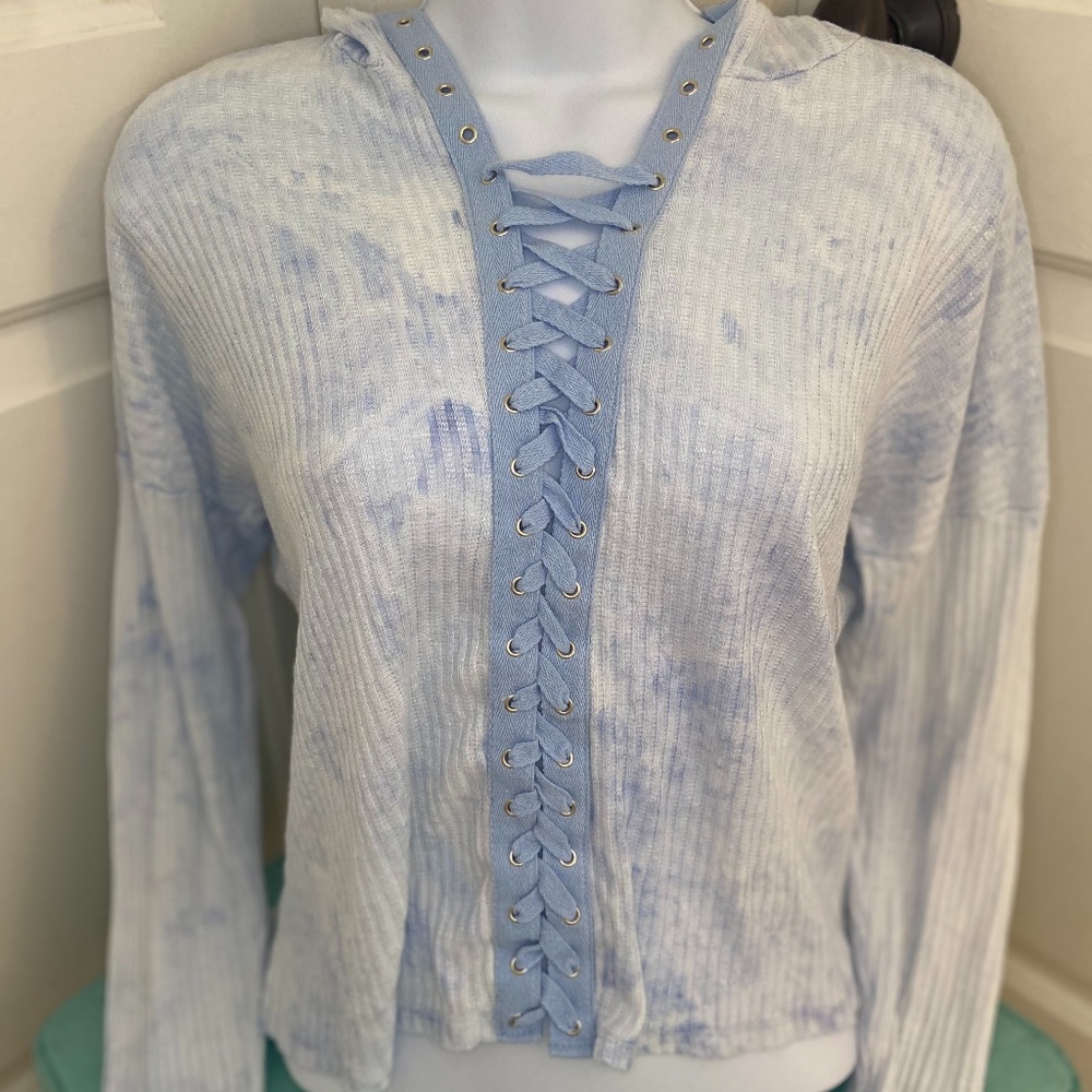 Vintage Havana Long Sleeved  Lace Up Hoodie - L